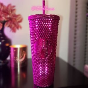 Starbucks 💖 Chrome Pink Sangria Venti Studded Cold Tumbler Holiday 2022